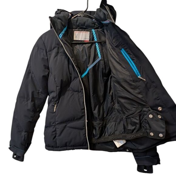 Spyder 10K Ladies Sz 6 Black Goose Down Quilted Puffer Ski & Snow Jacket Zip Up - Picture 4 of 12